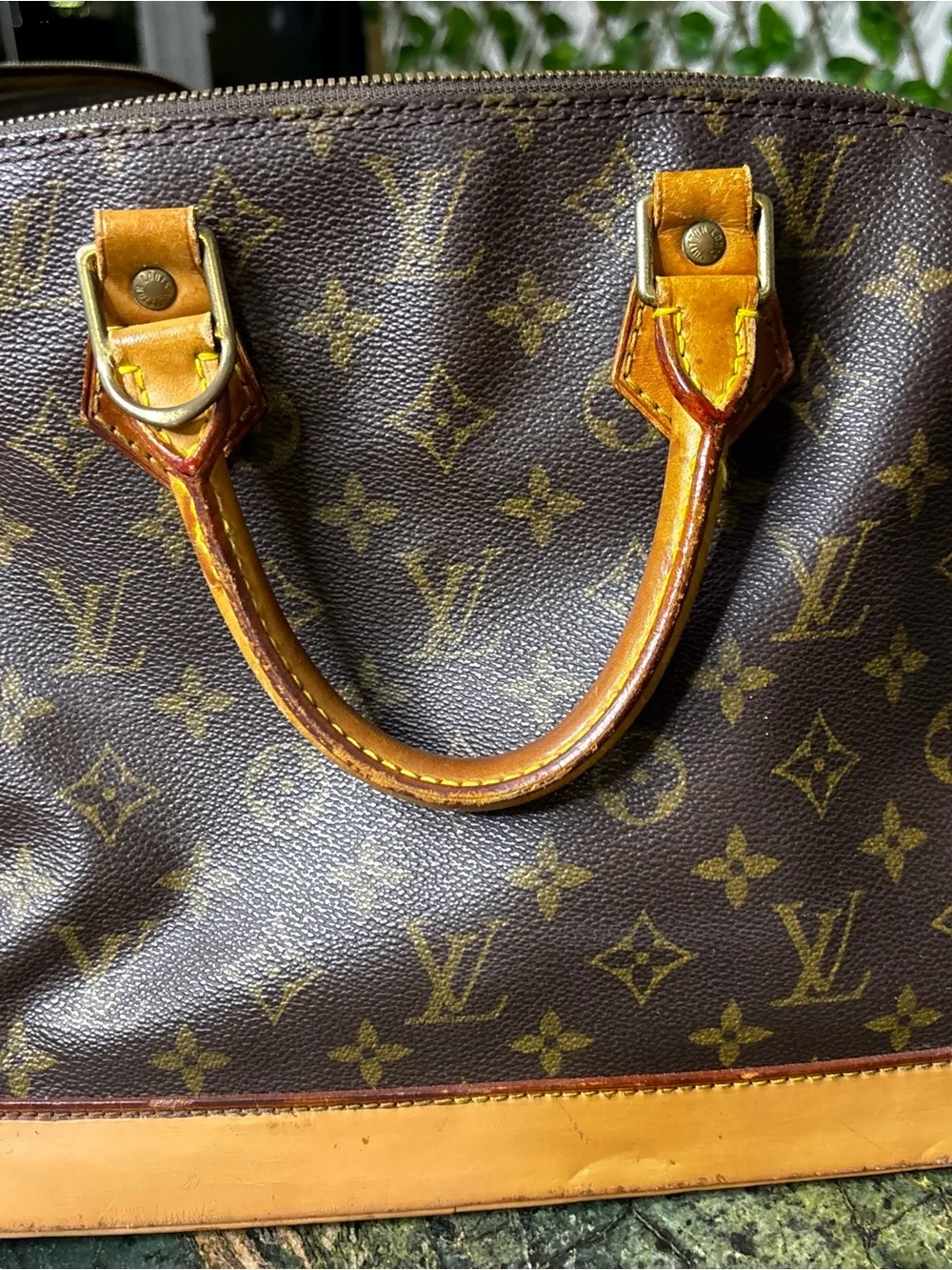 Louis Vuitton Monogram Handbag - Dark Brown & Tan